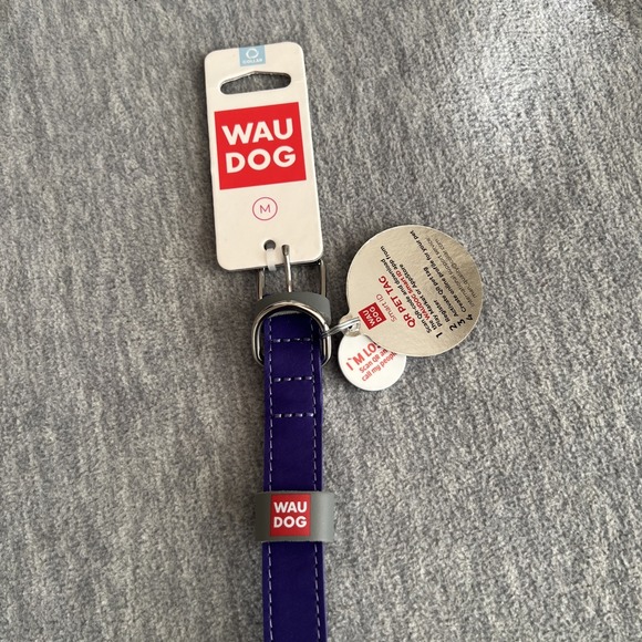 WAUDOG Glamour Leather Dog Collar Purple Medium Smart QR Tag Durable Quality New - Picture 2 of 15
